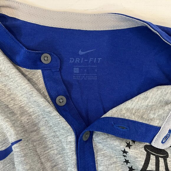 Nike Dri-Fit Barstool Sports Grey and Blue Henley Baseball Shirt - Size Large - Picture 5 of 5